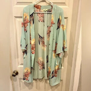 Kori America Mint Green Florak‎ Adjustable Kimono size Medium